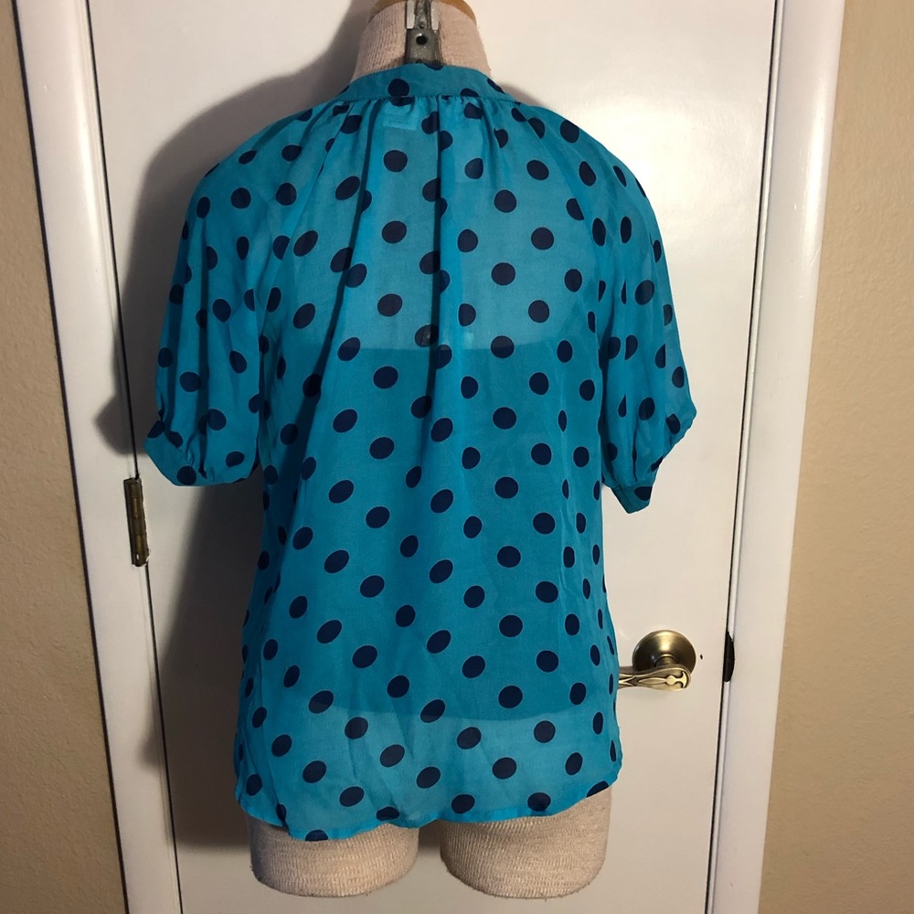 Kyut XL blue polka dot blouse shirt top - Picture 2 of 4